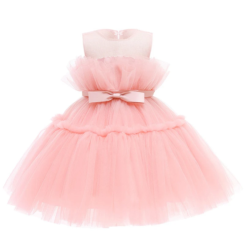 Flower Girl Princess Dress For Weddings Elegant Baby Girls Party Dresses  1st Birthday Children's Tutu Puffy Dress Prom Dress