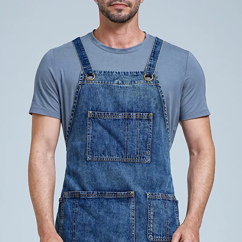Benutzerdefinierte Unisex-Lederriemen mit bequemer Rückseite, gewaschenes Baumwoll-Canvas-Werkzeug, Arbeit, Küche, Kochen, Backen, Kochschürze – Detail 5