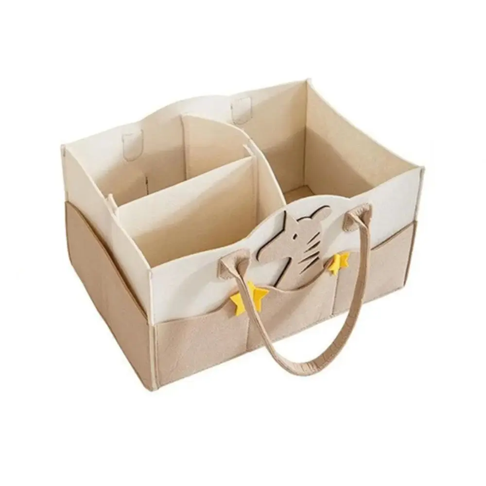 Felt Material Diaper Organizer Foldable Design Non-Woven Fabric Portable Baby Organizer Cartoon Print Portable Bag