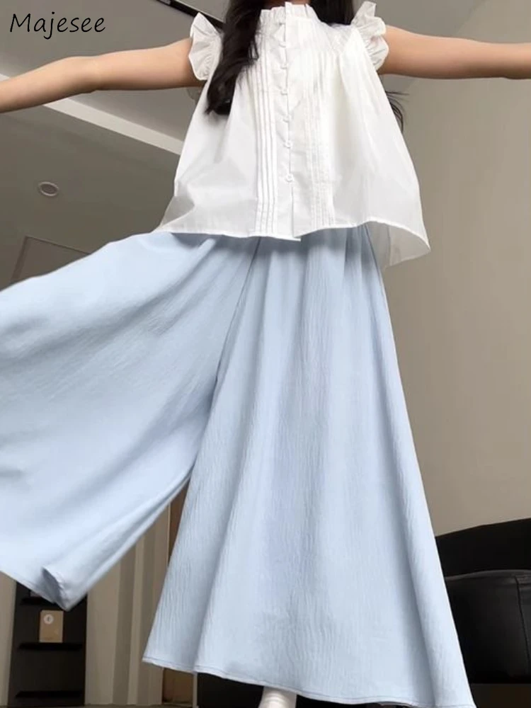 

Long Solid Skirts Women Spring Summer Loose Simple High Elastic Waist A-line Draped Leisure All-match Cozy Slim Simple Fashion