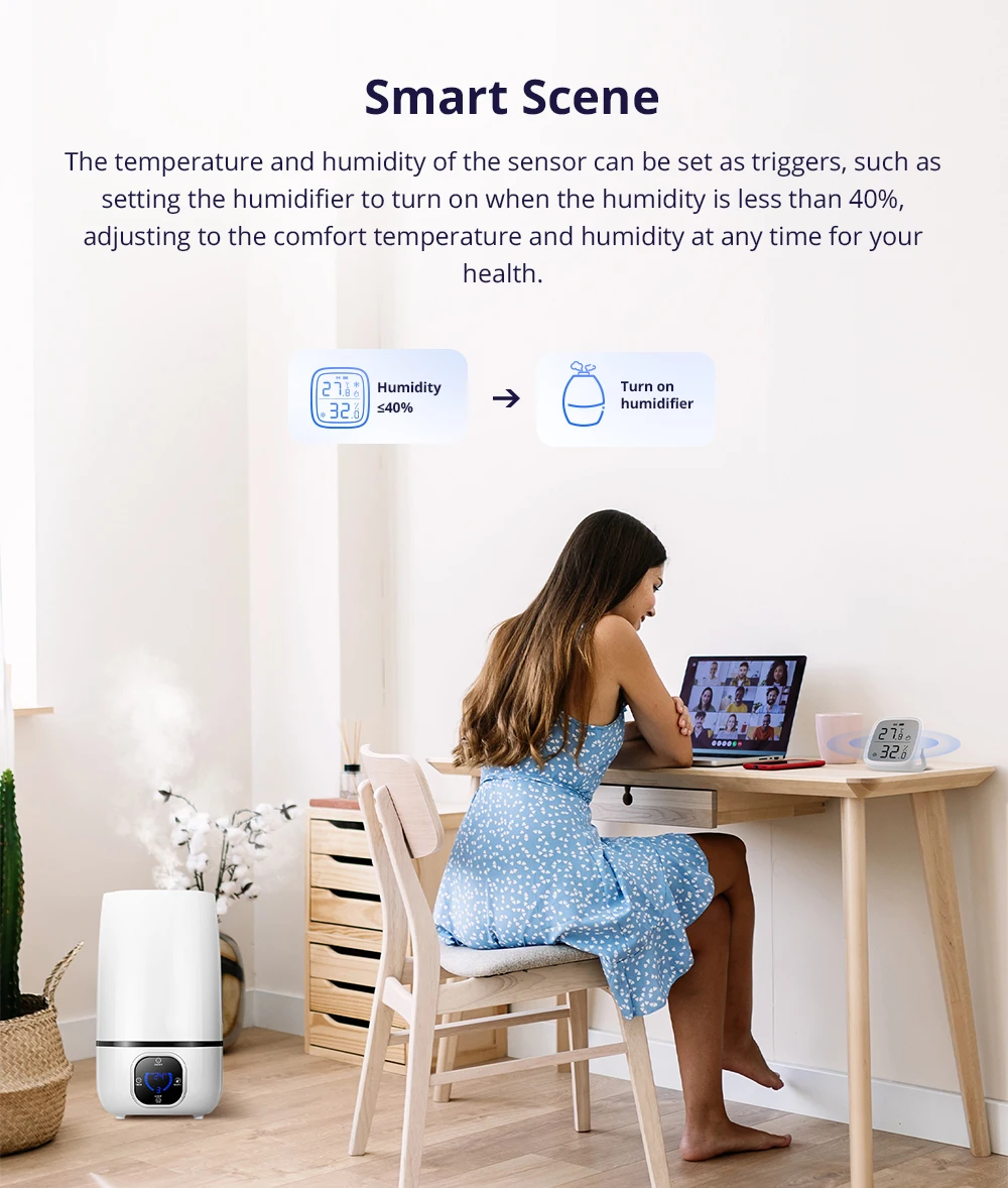 SNZB-02D Zigbee Smart Temperature Humidity Sensor Large LCD Remote Real-time Mon