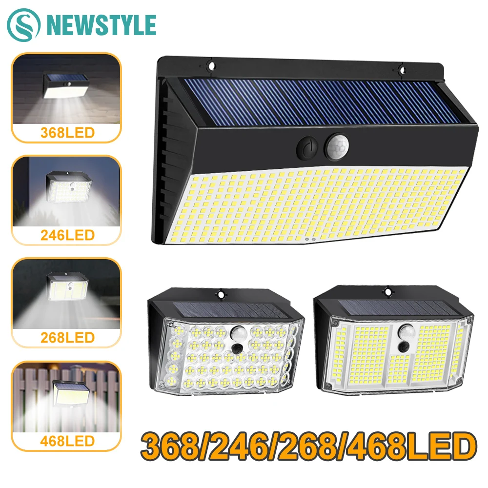 Solar Lights Outdoor Garden 268/246LED Security Lights Motion Sensor Waterproof Wall 3 Modes Yard Door Fen