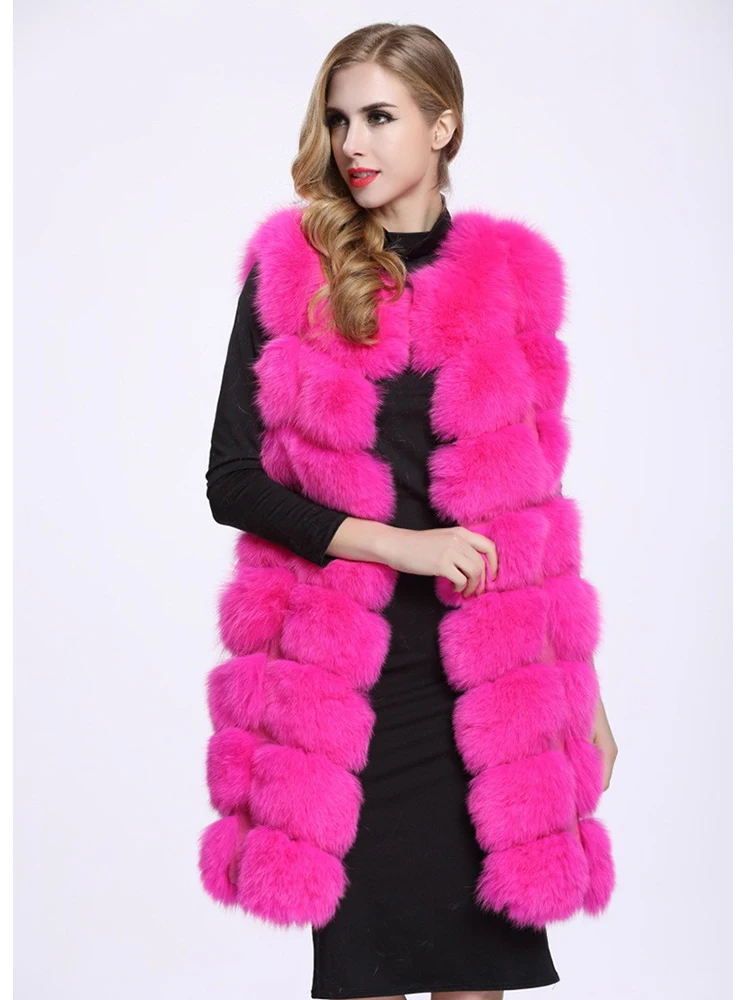 

ZADORIN 90cm Luxury Women Faux Fur Jackets Sleeveless Slim Long Faux Fur Vest Gilet Furry Warm Winter Overcoat Women