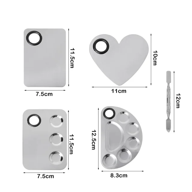 With Spatula Rod Makeup Color Palette Portable Stainless Steel Liquid Foundation Mixing Tray Durable Makeup Color Board