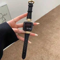 Premium Leather Watch Band Strap - Elegant and Durable Bracelet Accessory for 42mm 44mm 45mm 49mm (Black)