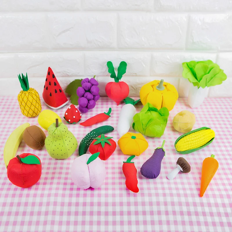 무절단 패브릭 아트 DIY 재료 키트 시뮬레이션 과일 및 채소 장난감 유치원 수제 공예 키트 홈 패브릭