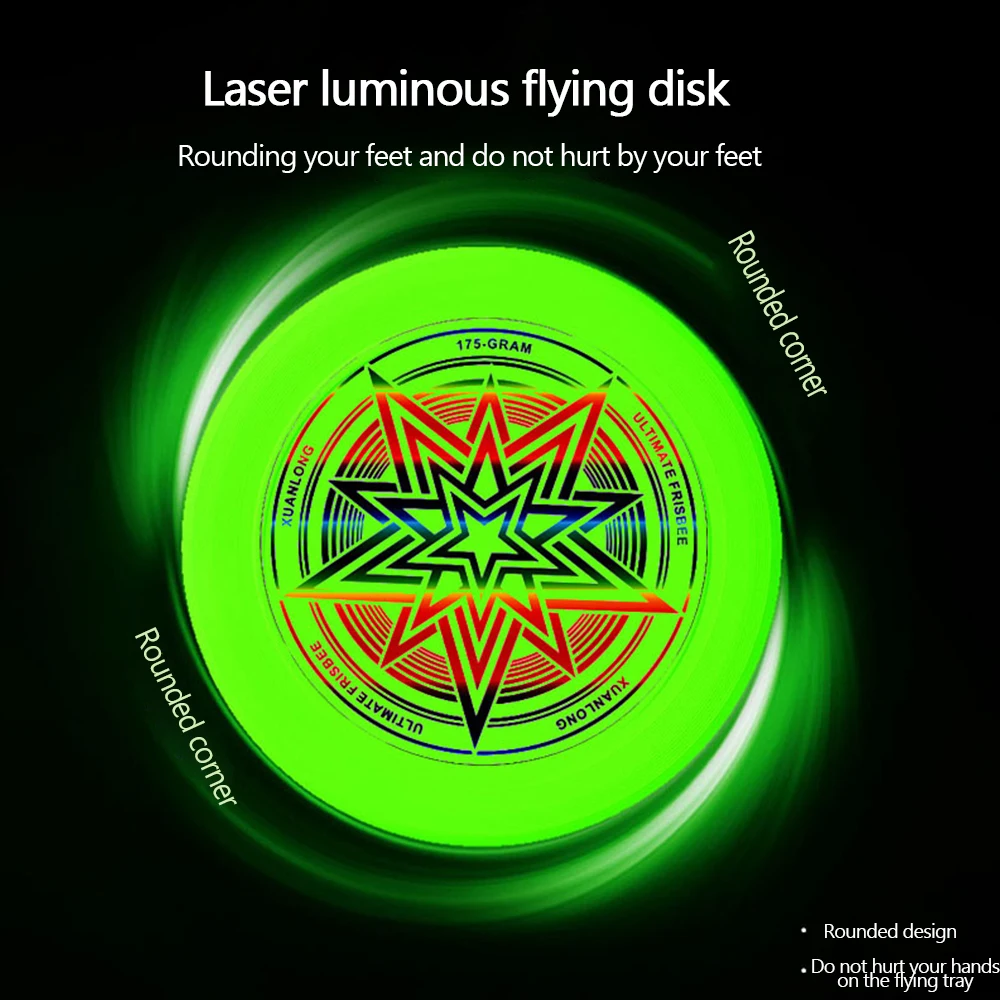 Nightlight Fluorescence Flying Discs 27cm Ultimate Flying Saucer for Outdoor Sports Beach Camping Game Swivel Discs