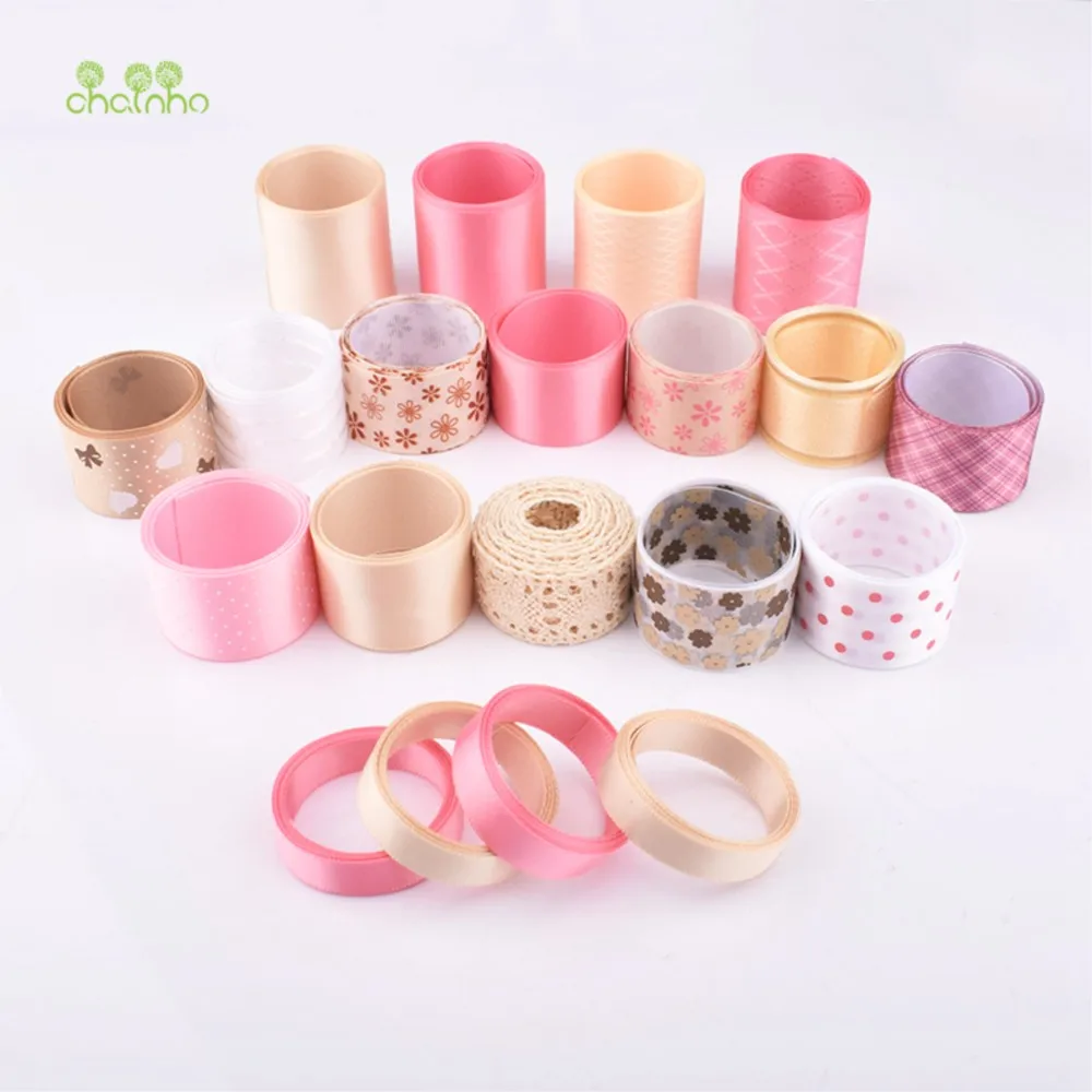 Chainho,Pink Ribbon Set,DIY Handmade Hair Ornament Material,Mix 20 Designs,Gifts Crafts Packing Accessory,1 Yard Per Piece,RB36