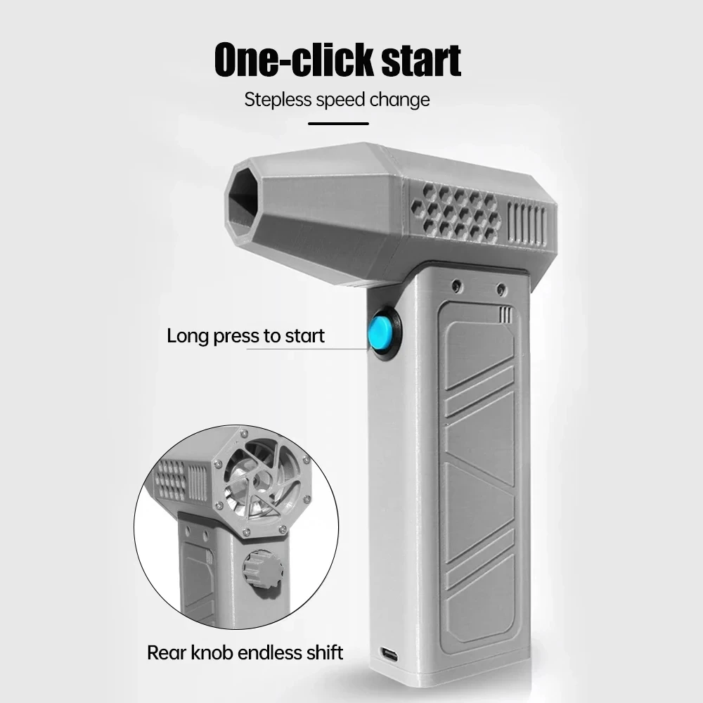 Turbo Jet Fan Mini 140000RPM Brushless Motor Adjustable Wind Speed Handheld Duct with Power Display