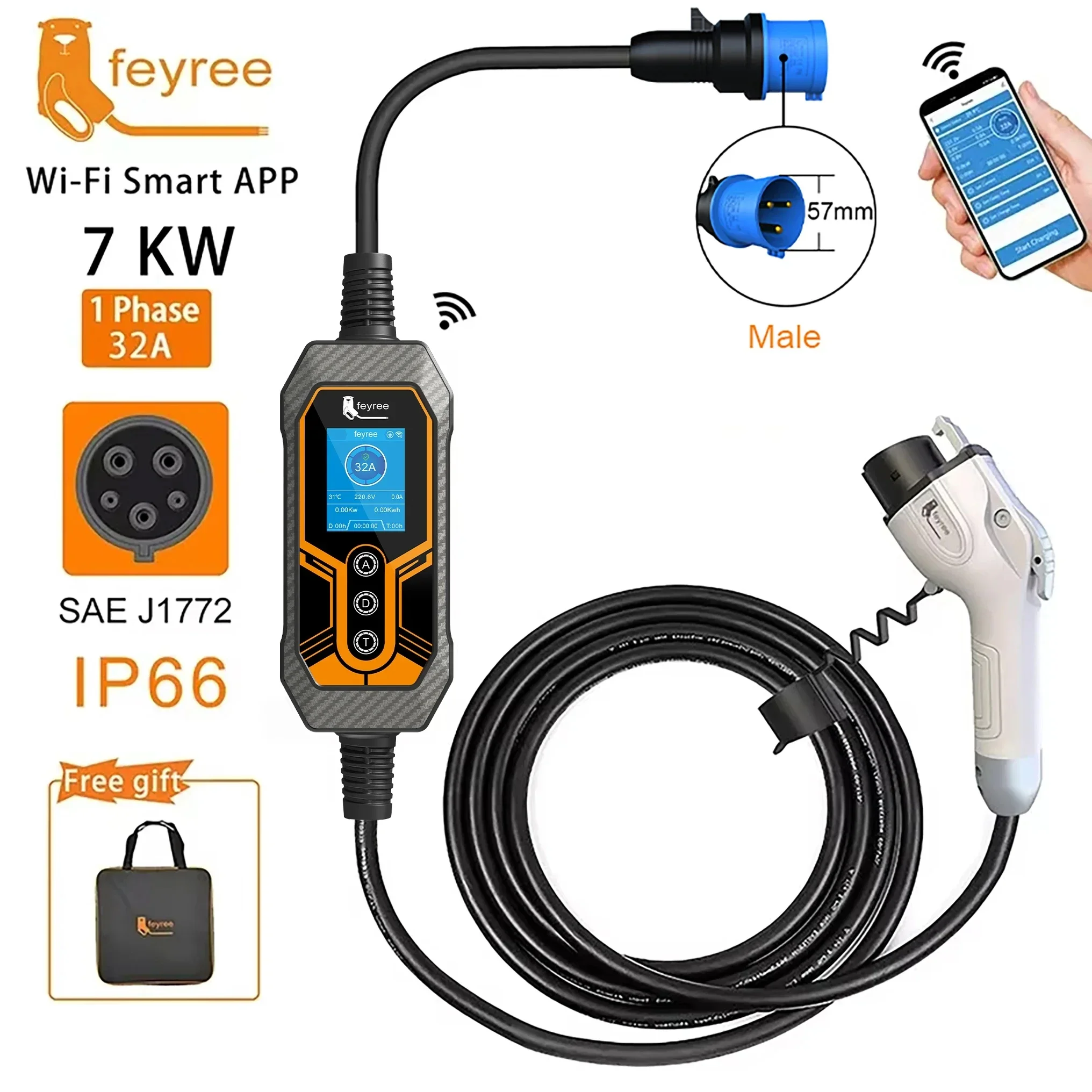ตัวเลือกสินค้า เครื่องชาร์จรถยนต์ไฟฟ้า Wi-Fi ควบคุมผ่านแอปพลิเคชัน