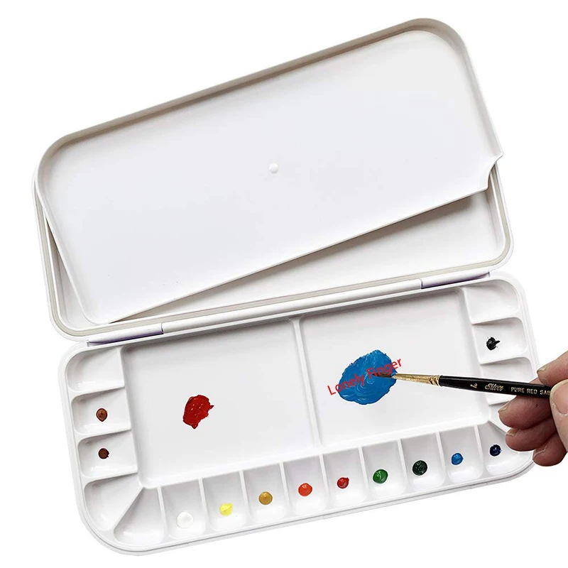 Airtight Watercolor Palette 18 Wells and 2 Mixing Areas Premium Moisturizing foldable Travel Portable Folding Paint Palette Box 2