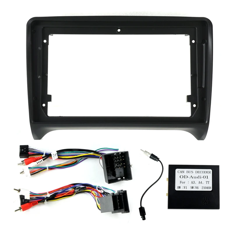 For Audi TT MK2 8J 2006 2007-2012 9inch Car Frame Fascia Adapter Canbus Box Decoder Harness Android Radio Dash Fitting Panel Kit