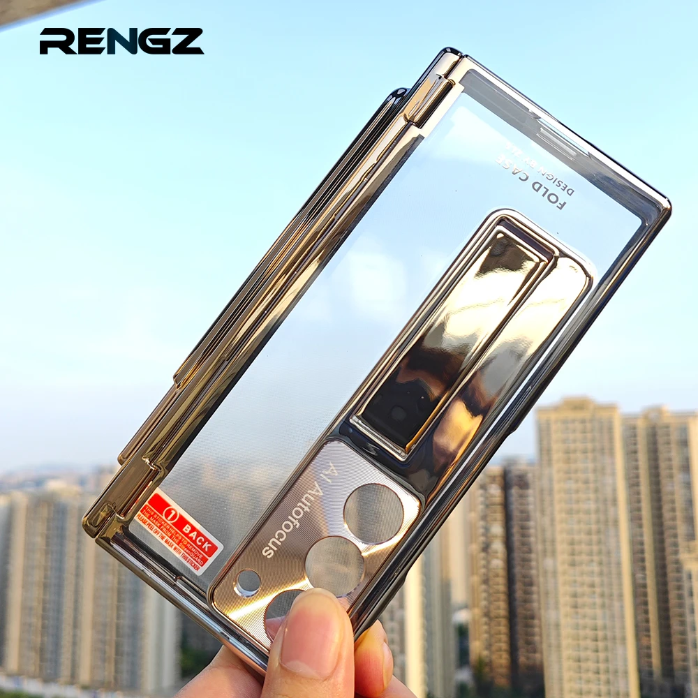 Luxury Transparent Magnetic Protective Case with Stand and S Pen Holder for Samsung Galaxy Z Fold 6
