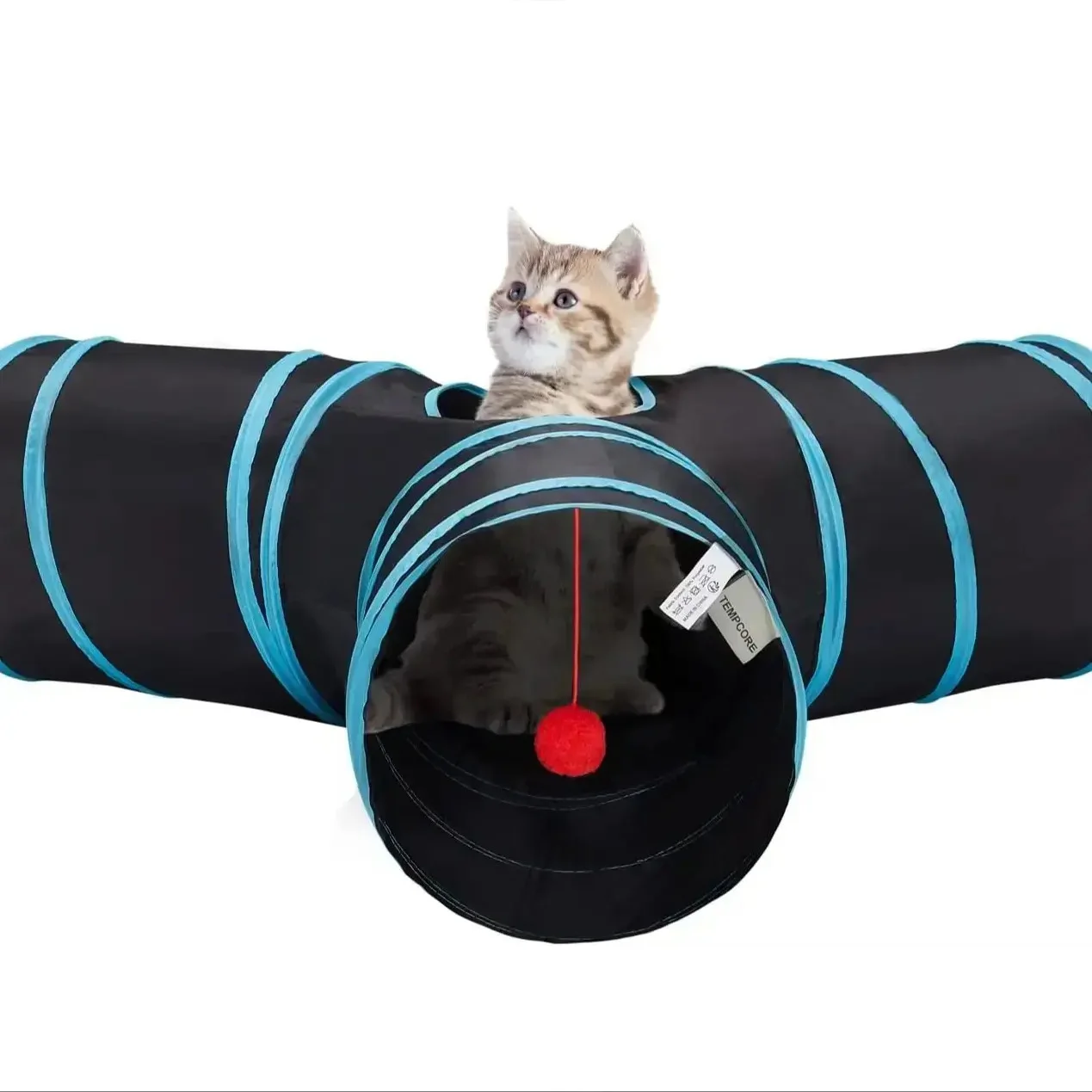 3/5 Way Collapsible Pet Cat Tunnel Tube Toys Tunnels for Indoor Cats Kitty Bored Peek Hole Toy Ball Puppy Kitty Kitten Rabbit small pet tunnel