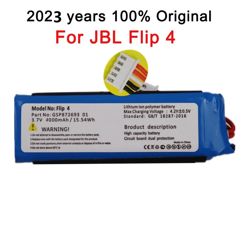 

2023 год, новый 100% оригинальный аккумулятор GSP872693 01 для JBL Flip 4 Flip4 4000 мАч, Беспроводная Bluetooth-колонка, батареи