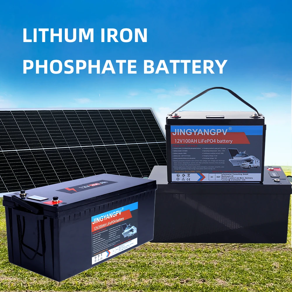 

12V 100Ah 200Ah LiFePO4 Battery Pack Grade A Lithium Iron Phosphate Battery Built-in BMS For RV Vans Camper EV House Storage