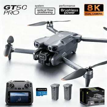Mini Drone GT50 4K Professionale Doppia Fotocamera WIFI Grande Schermo Evitamento Ostacoli Motore Brushless Rc Quadcopter Pieghevole Dron