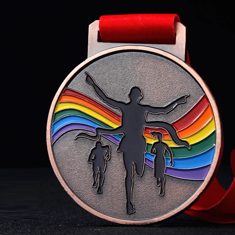 Custom-Made Metal, Marathon Running Medal, Sports, hondled, Gold, Silver and Bronze, Home Decor, Commemorative, 1Pc