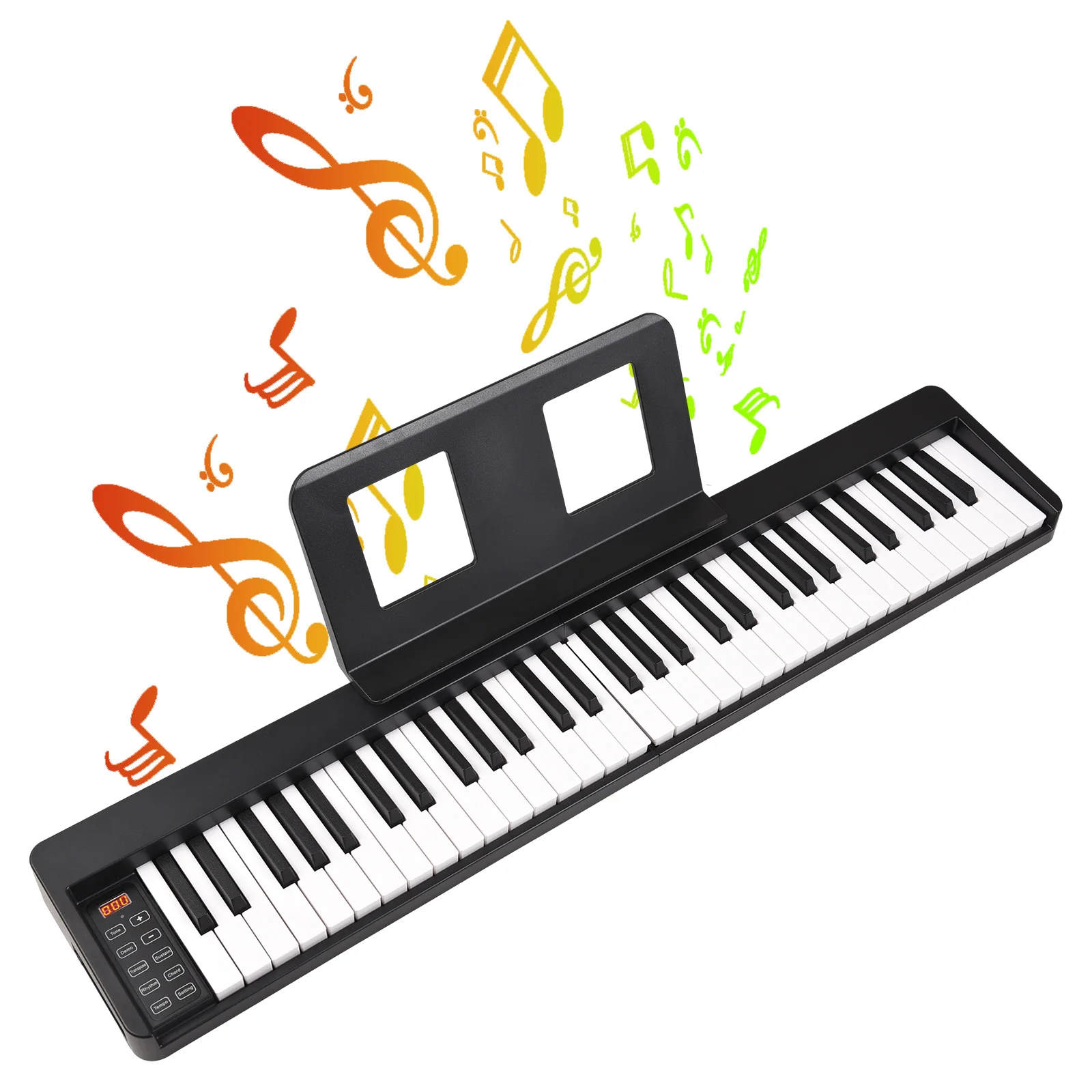 61 Key Foldable Electronic Piano Organ with LCD Display BT Connectivity Portable Musical Instrument Digital Piano for Beginners for electronic musical instrument