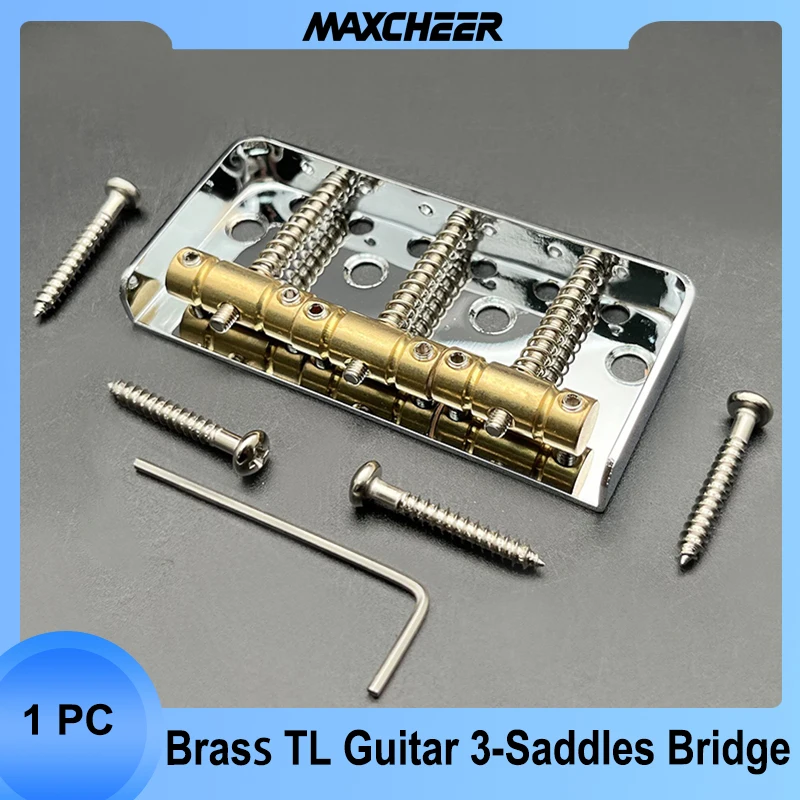 

Short Tele Bridge Brass 3-Saddles for 6-String TL Style 76.5x35.5mm Chrome Electric Guitar Bridge
