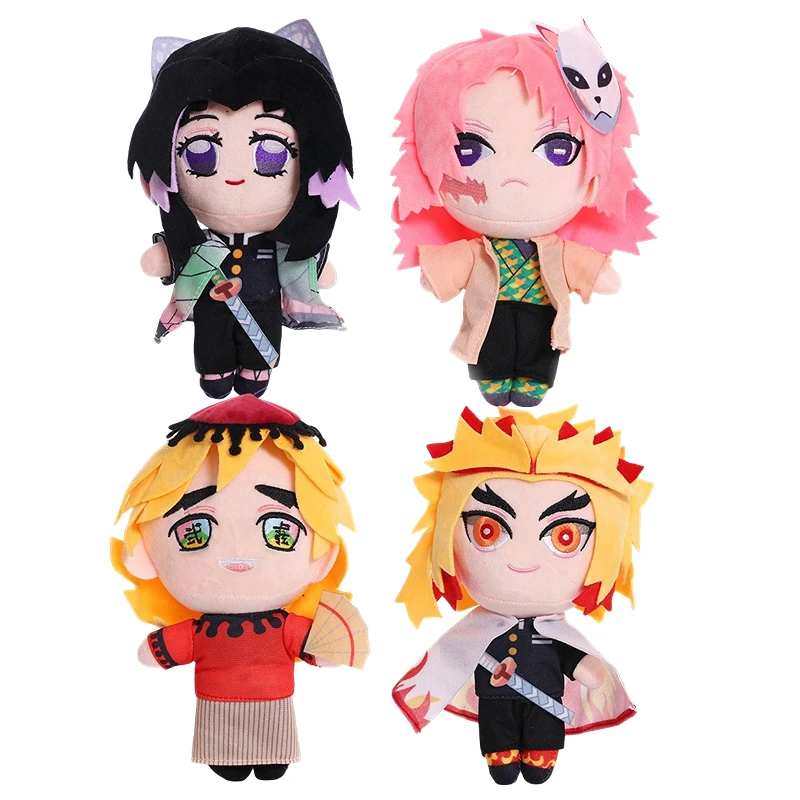 20-22cm Demon Slayer Anime Plush Stuffed Toys Sabito Rengoku Kyoujurou Douma Cartoon Figure Manga Doll Kids Birthday Gifts Decor demon slayer 3d print backpacks for girls boys kids anime bookbags students cartoon schoolbags children bagpacks mochila gifts