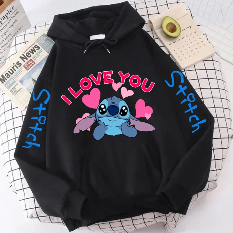 Sudaderas con capucha de Lilo Stitch de Disney para hombre y mujer, sudadera Harajuku de Anime, ropa de calle gótica Y2k de dibujos animados, Sudadera con capucha de Manga de los años 2000 para mujer