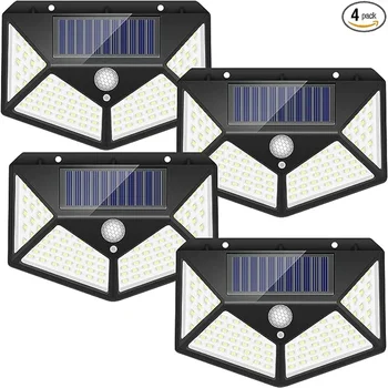 100 LED 태양광 벽 조명, 야외 태양광 램프, PIR 모션 센서, 정원 조명용 태양광 가로등, 1 개, 2 개, 4 개