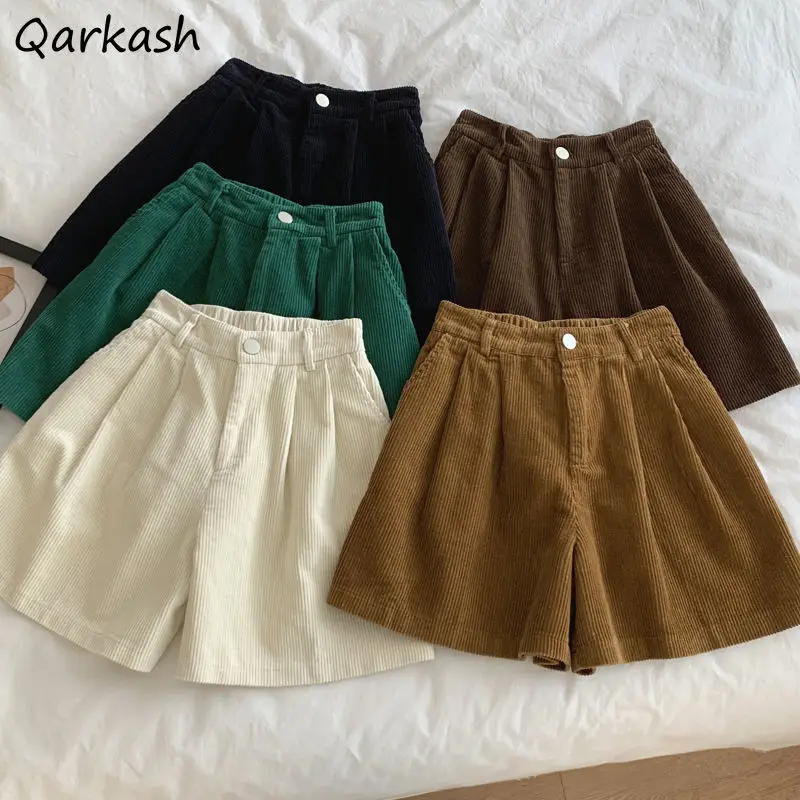 Autumn Winter Corduroy Shorts Women 