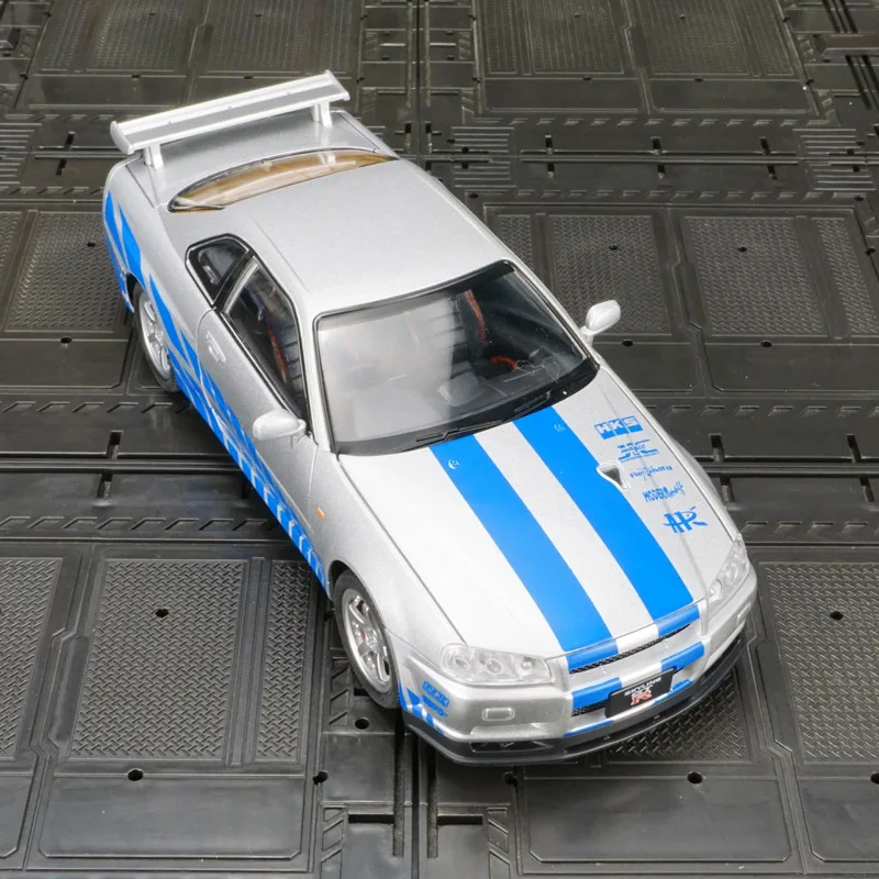 1:24 Nissan GTR R34 Skylin Fast & Furious Alloy Car Model Sound and Light Pull Back Children's Toy Collectibles Birthday gift 2