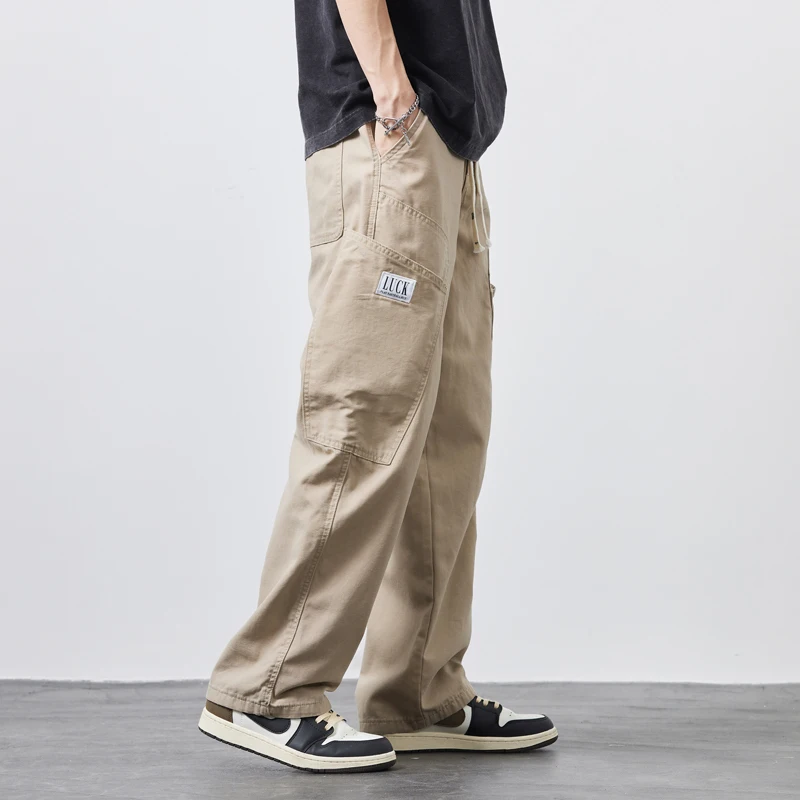 Men's Cargo Pants Drawstring With Multi-pocket Casual Baggy Streetwear Sweatpants Man Outdoor Hiking Twill Track Jogger Trousers 3