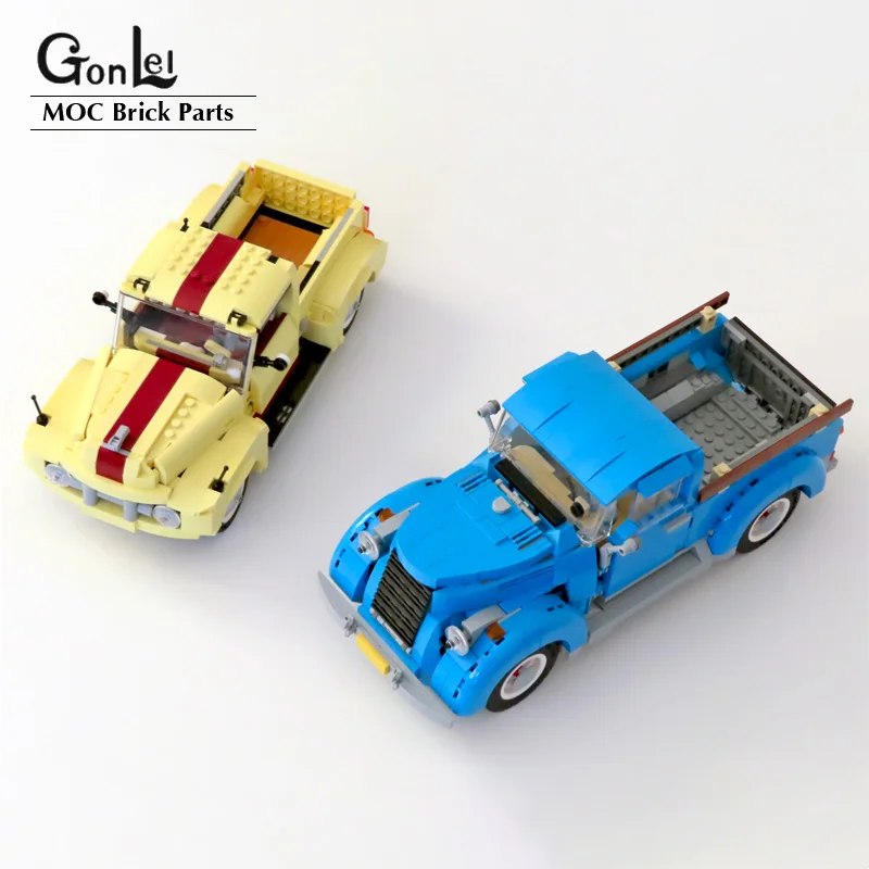Nuovo Moc Creative Expert Vintage Pickup Truck Vehicle Classic Pickup Model Building Blocks Mattoni Fai Da Te Adatti Per Il 10252 10271 Car Toy