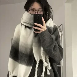 Winter Super Long Scarves Comfortable Fluffy Large Striped Pattern Scarf Woman Winter Windproof Scarves