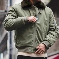 Maden Vintage B15 Bomber Jacket for Men Faux Rabbit Fur Lapel Signature Arm Pocket Winter Thickened Warm Windproof Coat Parkas 2