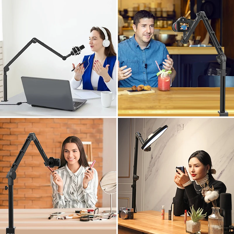 VIJIM LS24 Desktop Microphone Stand 360° Adjustable Suspension Boom Mic Arm With 1/4 Screw Photography Studio Supplies