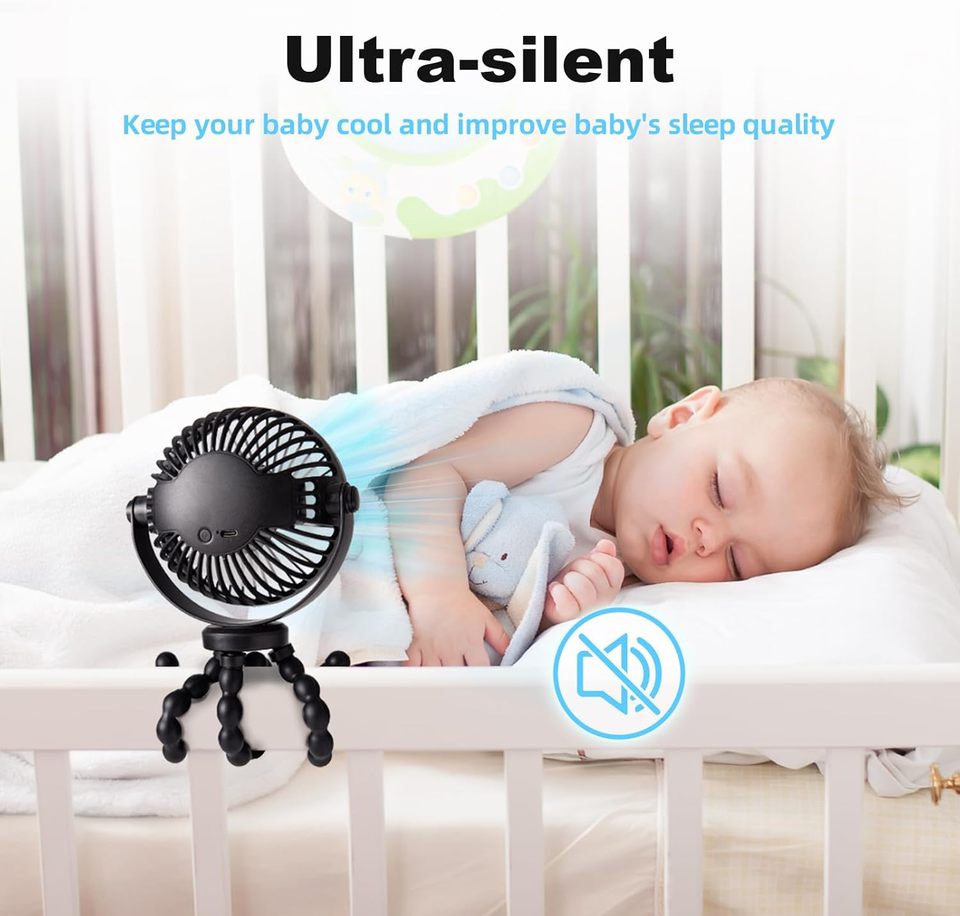 Octopus Baby Stroller Fan USB Charging Fan Mobile Phone Holder 3 Speeds Portable Mini Fan  Silent Clip on Fan for Home Outdoor