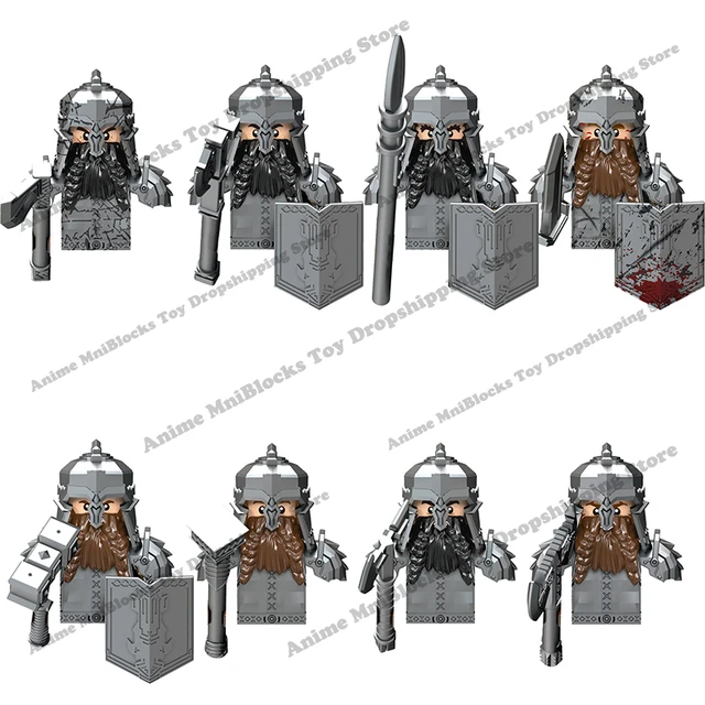 Figurines type lego 5 guerriers elfes seigneur des anneaux