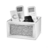 Crushed Diamond Makeup Brush Holder Organizer Glass Mirrored Remote Control Organiser Holder Container Accessories Desktop Decor 1