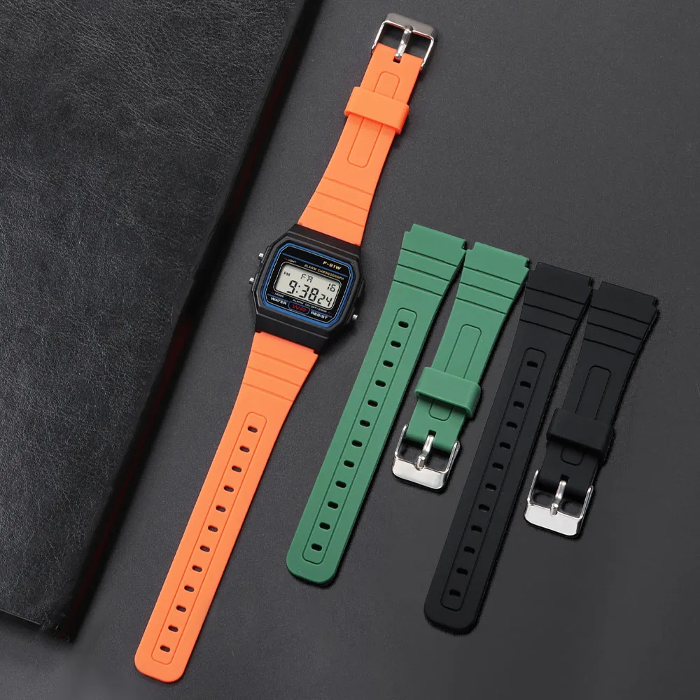 Durable Silicone Watch Strap - 18mm Soft Men's Wrist Bracelet