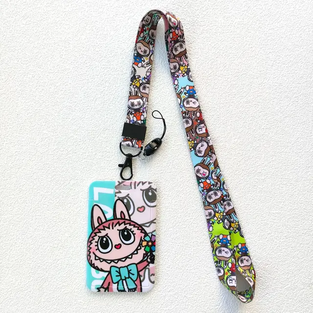 Kawaii Labubu Cartoon Card Holder – Cute Anime Credit Card Case with Lanyard & Keychain for Kids, Students & Adults 5