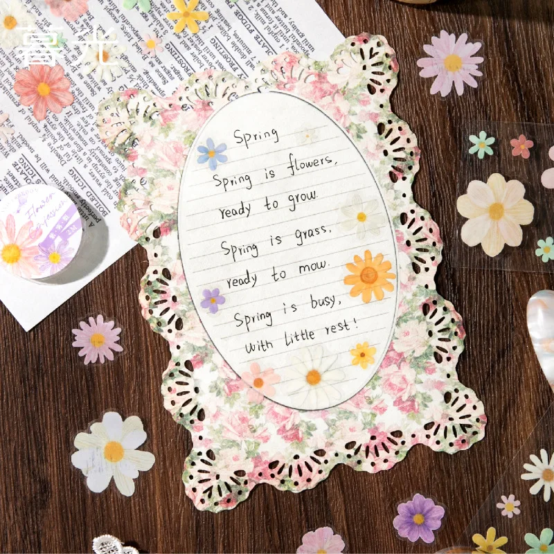 1pcs/1lot 장 접착 테이프 데이지 노트북 마스크 테이프 스크랩북 DIY 종이 일본어 스티커