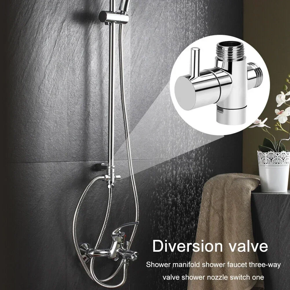 Diverter Valve Faucet Valve Shower Head Diverter Valve G1/2in 3 Way Brass Diverter Valve T Adapter