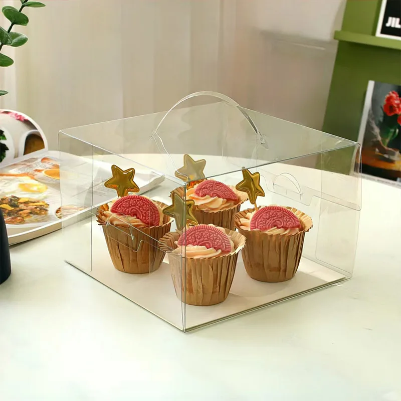 Transparent Cake Packing Boxes with Handle, High-Capacity Clear Cupcake Pastry Gift Wra... - SKU TCPB0827 - UGI Packaging
