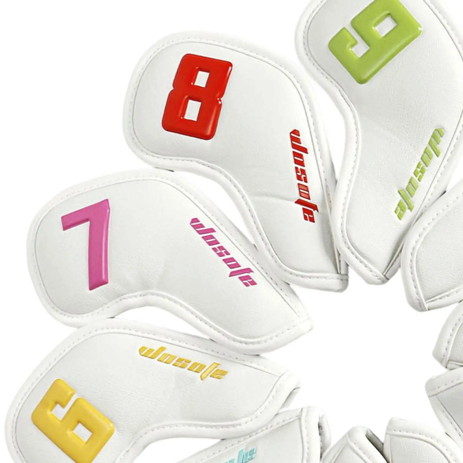 

Set of 10 PU Golf Iron Head Covers Sets Smooth Texture Waterproof Black
