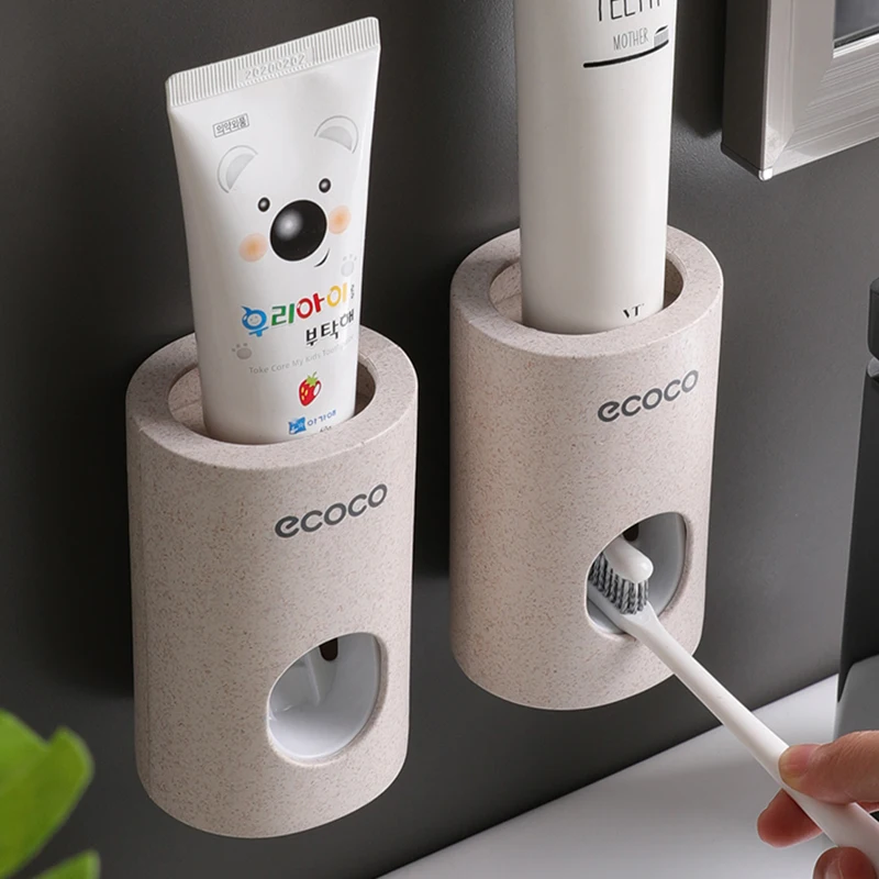 Automatic Toothpaste Dispenser Dust-proof Toothbrush Holder Wall Mount Toothpaste Squeezer Bathroom Accessories Set