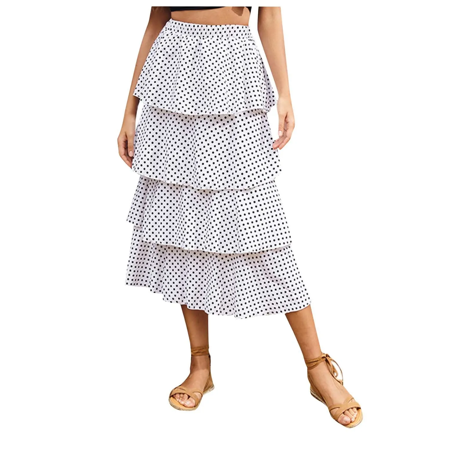 

Skirts For Women Comfortable Layered Dot Pattern Printed Slim Fit Fashion Suit For Summer Stylish And Fashion Design Faldas