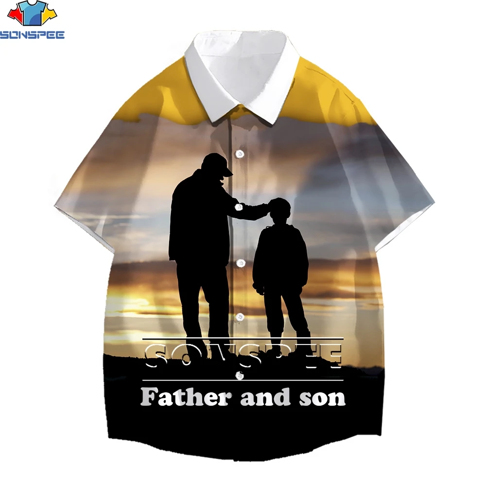 SONSPEE 2022 Brand Father & Son Hawaiian Shirts Men Cartoon Anime Men Sports Cartoon Printed Short Sleeve Shirts Novelty Lapel T