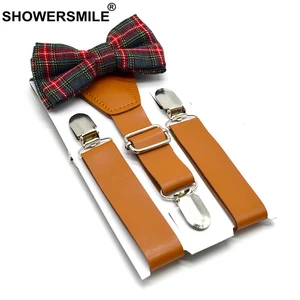 Image for SHOWERSMILE Children Suspenders Bow Tie Leather Br 