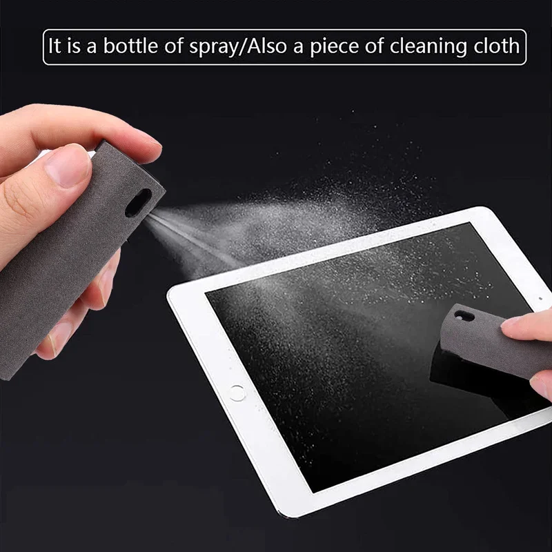 2 In 1 Phone Screen Cleaner Spray Computer PC Mobile Phone Screen Cleaning Tool Microfiber Cloth For iPhone iPad Apple Polish