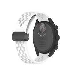 Magnetic Silicone Sport Watchband for MoonSwatch - Enhanced Replacement Bracelet Accessory (White)