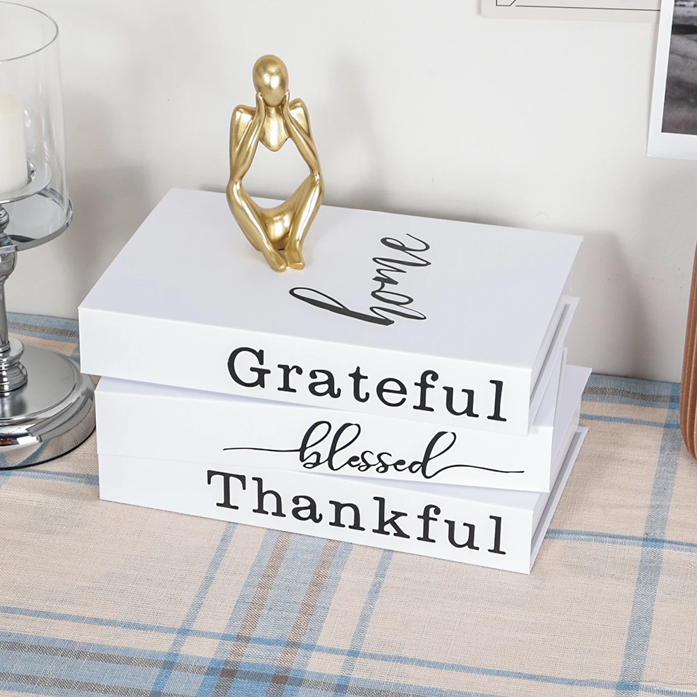 3pcs/Set Modern Fake Books Decoration White Color Simulation Book Home Decor Club Hotel Model Living Room Props Books Decor 3